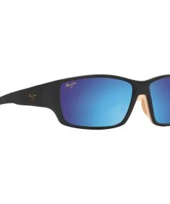 Lunettes De Soleil Maui Jim Local Kine Matte Dark Transparent Brown With Tan And Cream Blue Hawaii