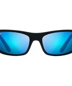 Lunettes De Soleil Maui Jim Peahi Black Matte Rubber Bleu Hawai Minéral SuperThin