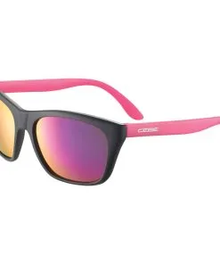Cébé Lunettes De Soleil Cebe Cooper Matt Black Pink Zone Blue Light Grey Cat.3 Pink Flash Mirror