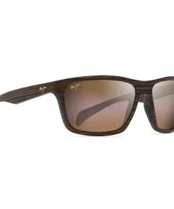 Lunettes De Soleil Maui Jim Makoa Matte Brown Wood Grain Hcl Bronze Superthin Glass